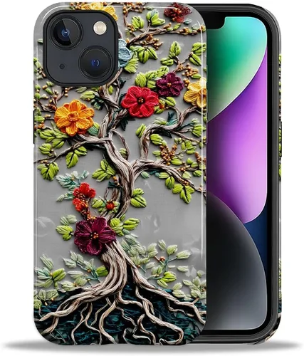 Vista 175 de ZHEGAILIAN Funda para iPhone 11, carcasa dura a prueba de golpes + silicona suave 2 en 1 híbrida, parachoques a prueba de caídas - Vidrio manchado