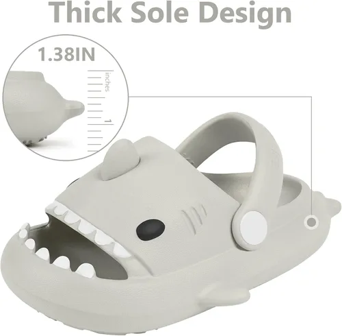 Vista 5 de Toddler Shark Cloud Slides Kids Shower Sandals Boys Girls Cute Cartoon Fish Flip Flops Beach Pool Home Slippers Shoes Quick Dry Non-Slip