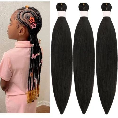 Vista 159 de Cabello trenzado para niños preestirado de 16 pulgadas, color negro para niños, trenzas sin nudos