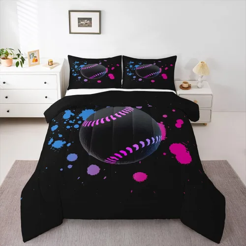 Vista 32 de Erosebridal Juego de edredón de béisbol tamaño individual, juegos de ropa de cama deportiva para niños, edredones y juegos de ropa de cama de nido