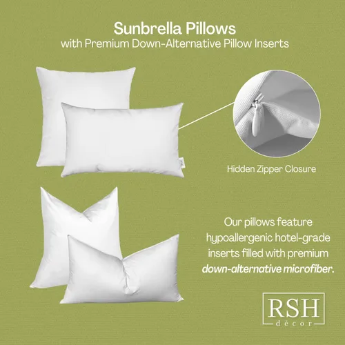 Vista 7 de RSH Décor Sunbrella Juego de 4 almohadas lumbares de 20 x 12 pulgadas y 2 almohadas cuadradas de 17 x 17 pulgadas para exteriores, lona blanca