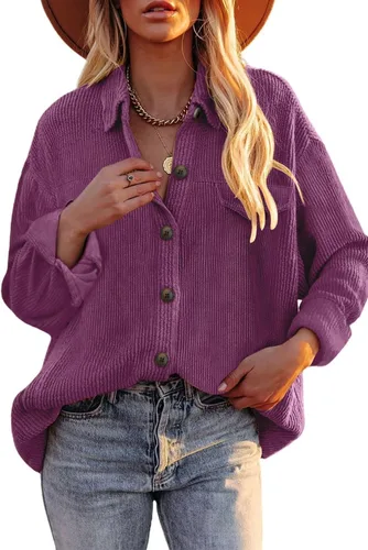 Vista 100 de ZOLUCKY Chaqueta de manga larga con botones para mujer, talla grande, blusas