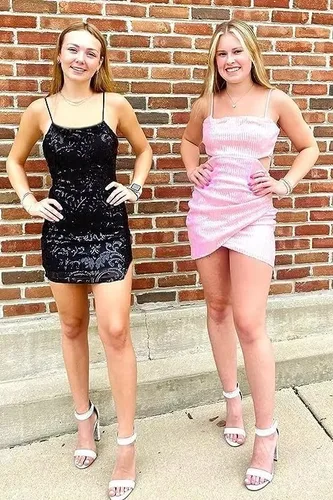 Vista 5 de Juniors - Vestido de fiesta corto con lentejuelas brillantes para adolescentes, vestido de fiesta de cóctel, YZTS119