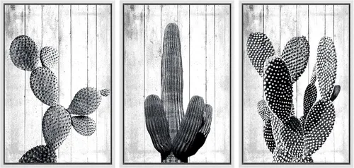 Vista 118 de SIGNWIN Lienzo enmarcado para pared, juego de arte de collage de hojas transparentes en blanco y negro, ilustraciones de naturaleza silvestre, arte