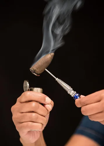 Vista 3 de Lujo cigarro (cono azul) póker y puros Nubber, joyería de puros de púa accesorio para el elegante fumador de cigarros (azul)