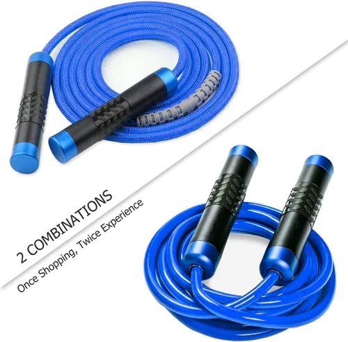 Vista 2 de Redify Cuerda de saltar con peso para entrenamiento físico (1 libra), rodamiento de bolas sin enredos, cuerda de saltar de velocidad rápida