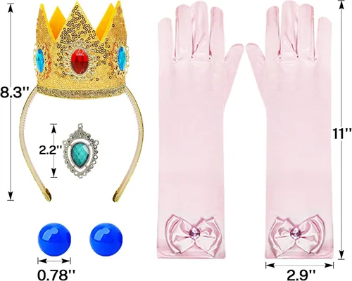 Vista 3 de BOMLY Disfraz de princesa melocotón para niñas, disfraces de cosplay de Halloween con accesorios para niños pequeños 2t, 3t 4t