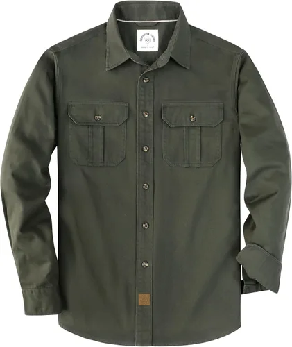 Vista 8 de Dubinik® Camisa de manga larga con botones para hombre, estilo casual, de trabajo, con dos bolsillos, de algodón, ajuste regular, vintage