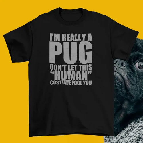 Vista 5 de Animal World Halloween humana Pug traje negro juvenil camiseta
