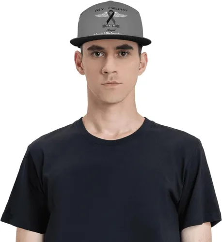 Vista 7 de My Hero is Now My Angel Melanoma & Skin Cancer Awareness Baseball Cap Four-Sided Printing Flat Bill Brim Cool Hip Hop Trucker Hat Men Women