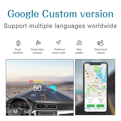 Vista 8 de HUD para automóvil, universal OBD2 + pantalla HUD para coche, proyector de alarma de sobrevelocidad