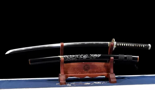 Vista 2 de Koubuse-tsukuri - Espada katana dorada hecha a mano, espada samurái japonesa real (espada completa), Catanas Japonesas Reales