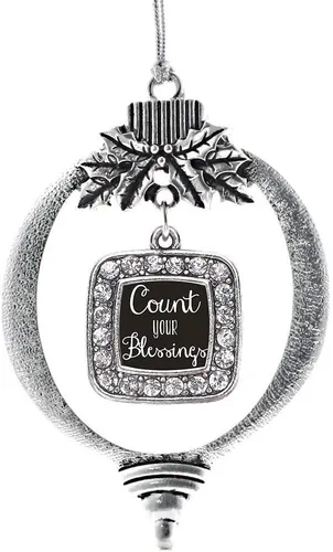 Vista 64 de Inspired Silver - Bon Voyage Cruise Ship Charm Ornamento – Adornos navideños cuadrados de plata con joyas de circonita cúbica