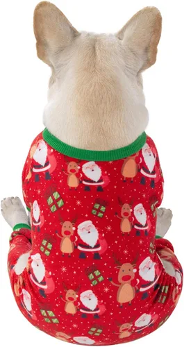 Vista 3 de CuteBone - Ropa navideña para perros pequeños, enterizos suaves para cachorros, pijamas para perros, abrigo para mascotas, ropa para gatos
