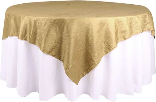 Vista 19 de Efavormart - Mantel cuadrado de tafetán arrugado de acordeón beige de 72 x 72 pulgadas