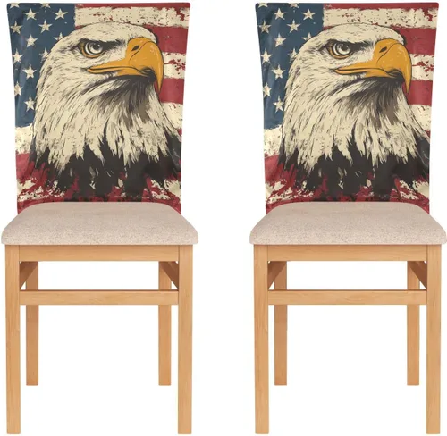 Vista 2 de 4th of July Independence Day White Bird Decorative Chairs Covers for Family Gatherings Soft 19.7x23.6in Chair Slipcovers covertores para sillas