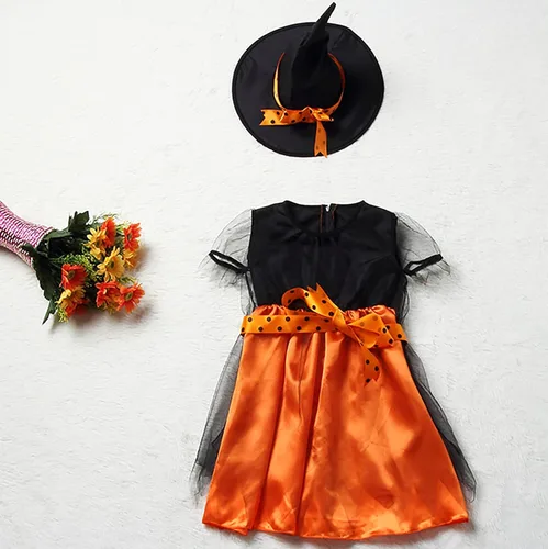 Vista 6 de Happy Cherry Disfraces de Halloween para niñas, disfraz de bruja de cuento de hadas, vestido de tutú elegante para cosplay