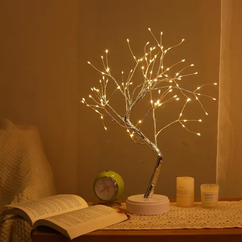 Vista 5 de Meonua Luces de árbol bonsái para decoración de Pascua, lámpara de árbol de luciérnaga de 20 pulgadas con 108 luces LED, alimentadas por