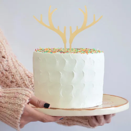 Vista 2 de 14 piezas de cornamentas para cupcakes de Navidad, ciervos, pasteles, renos, acrílicos, adornos para tartas de Navidad, para baby shower, boda