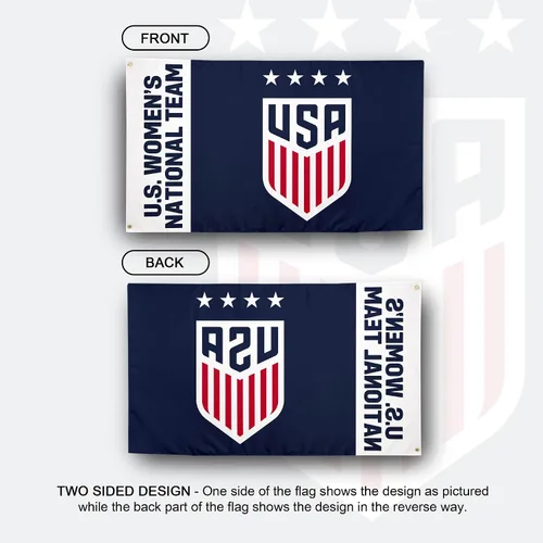 Vista 2 de Desert Cactus Bandera de fútbol de Estados Unidos USWNT Equipo nacional femenino de Estados Unidos, 100% poliéster, para interiores y exteriores, 3