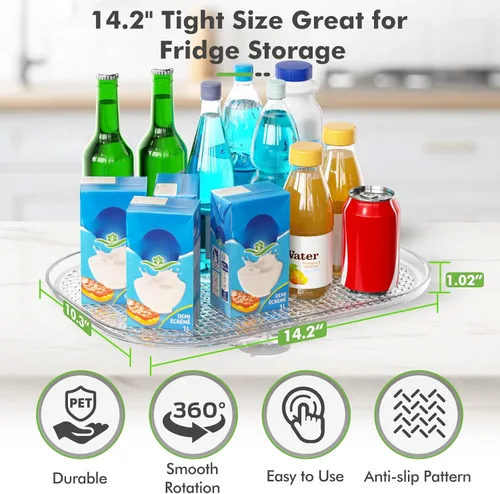 Vista 6 de Optish Lazy Susan - Organizador para refrigerador, organizador de refrigerador de 14.17 x 10.24 pulgadas, organizador y almacenamiento