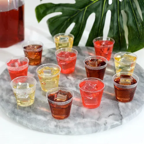 Vista 5 de PARTY BARGAINS 200 vasos desechables de 1 oz, vasos de plástico duro transparente para whisky, gelatina, degustación, salsa, salsas y muestras