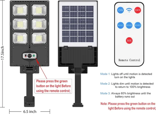 Vista 12 de Luces solares de 150 W impermeables para exteriores, 8000 lúmenes, luces solares LED de inundación, sensor de movimiento al aire libre con control