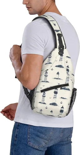 Vista 6 de Small Crossbody Bags for Women Men - Vintage Lighthouse Anchor Print Adjustable Shoulder Bag Fanny Packs Belt Sling Bag Crossbody Purses Backpack