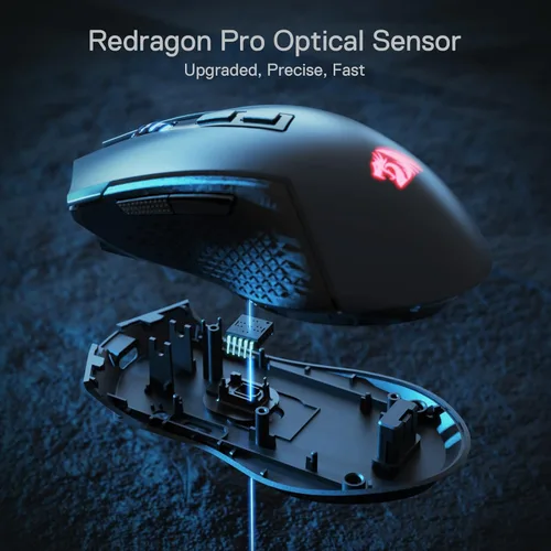 Vista 5 de Redragon M693 Mouse inalámbrico Bluetooth para juegos, 8000 DPI con conexión de 3 modos, BT y 2.4G inalámbrico, 7 botones macro, capacidad
