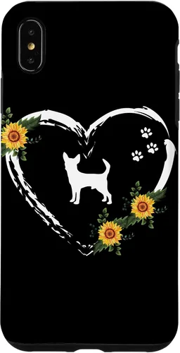 Vista 11 de Chihuahua With Paw Prints And Sunflower Heart On Black Case for iPhone 16