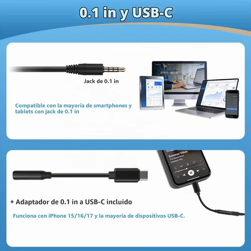 Vista 2 de Arama Auriculares para teléfono celular con micrófono, cable de 0.1 in