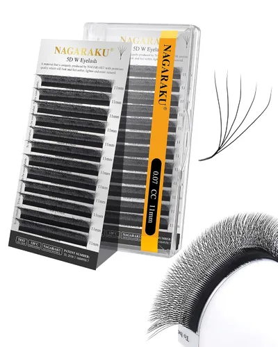 Vista 129 de NAGARAKU Extensiones de pestañas prefabricadas en abanico 3D W 0.05 C 0.315 0.05-C 3D W