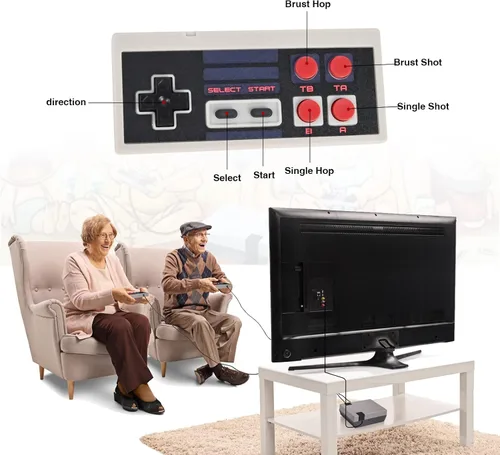 Vista 4 de Mihiliring Juego de consola retro, emulador de videojuegos con ranura para tarjeta TF para guardar y descargar juegos, juego retro 621 integrado