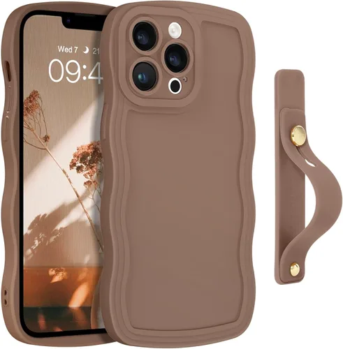 Vista 23 de GUAGUA Funda para iPhone SE 2022/2020, Funda para Teléfono iPhone 7/8 Diseño Lindo de Forma de Onda Rizada TPU Suave con Correa de Muñeca Soporte