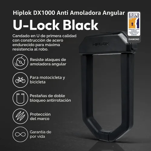 Vista 2 de Hiplok Dx1000 Candado en U Anti Amoladora Angular Negro, Talla Única