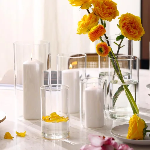 Vista 6 de PHOSPHOR Portavelas Hurricane para velas de pilar cilindros de vidrio transparente centros de mesa jarrones decoración de mesa centro de mesa