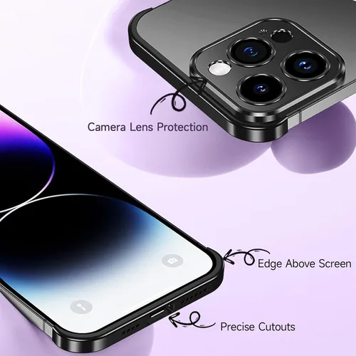 Vista 4 de Losin Compatible con iPhone 13 Funda con Protector de Lente de Cámara, Marco de Aluminio Sin Bordes, Diseño Sin Marcos, Delgada y Ligera, Cubierta