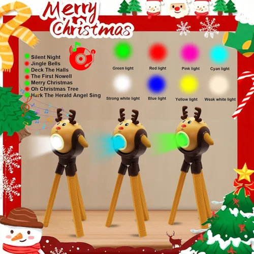 Vista 4 de Linterna de Navidad para niños, juguete de regalo - Papá Noel, pulpo plegable con soporte, LED con 8 modos de color y 8 canciones, regalo para niños