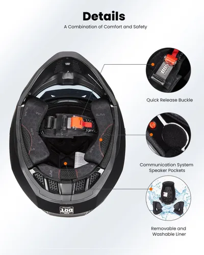 Vista 6 de ILM Medio casco de motocicleta de cara abierta 3/4 para hombres y mujeres, casco retro vintage con visera para ciclomotor, ATV, crucero, scooter
