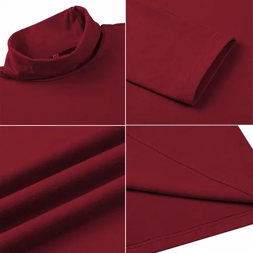 Vista 5 de Amussiar Camiseta de cuello alto para hombre, ajustada, manga larga, básica, térmica, casual