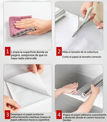 Vista 5 de Papel pintado para cocina, adhesivo a prueba de aceite, hoja de aluminio para salpicaduras, papel adhesivo autoadhesivo para gabinete, impermeable