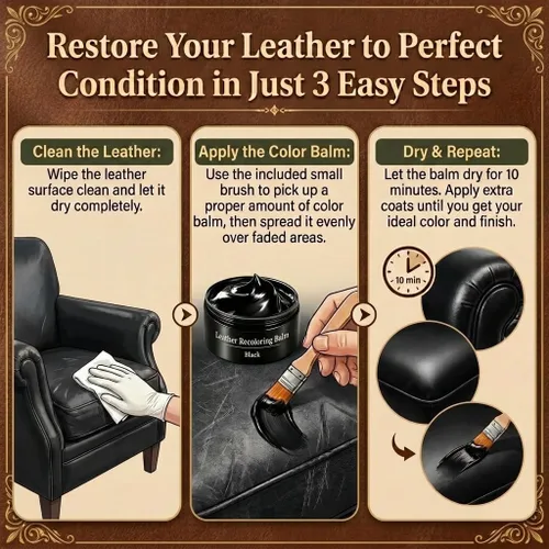 Vista 5 de Leather Recoloring Dye Balm, Leather & Vinyl Color Restorer Conditioner – Repairs Faded & Scratched Leather