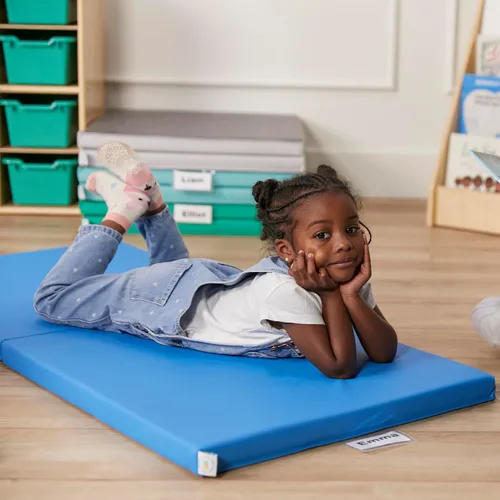 Vista 11 de ECR4Kids SoftZone - Alfombrillas plegables para reposo, diseño de arco iris, colchoneta para dormir, contemporánea, 5 piezas Contemporáneo
