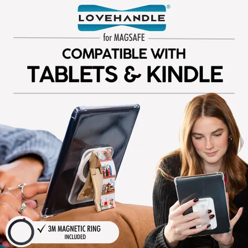 Vista 4 de LoveHandle PRO Compatible con MagSafe Agarre Magnético para Teléfono con Soporte - Montar, Correa y Soporte para Smartphone y Tableta - Anillo