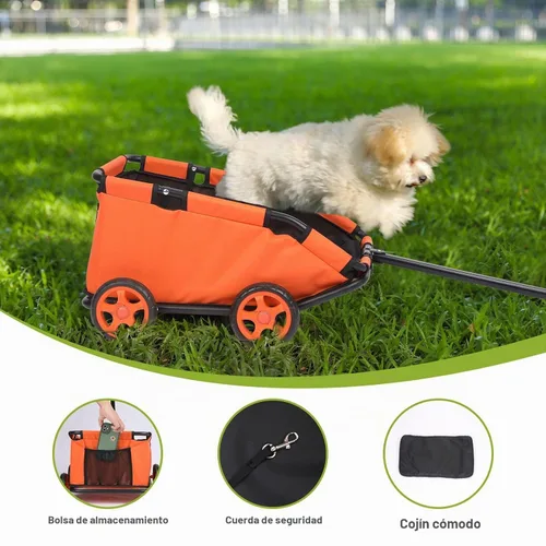 Vista 6 de Mini cochecitos para perros para mini mascotas, carritos de compras multifuncionales plegables con mango extensible, cojín integrado y cuerda
