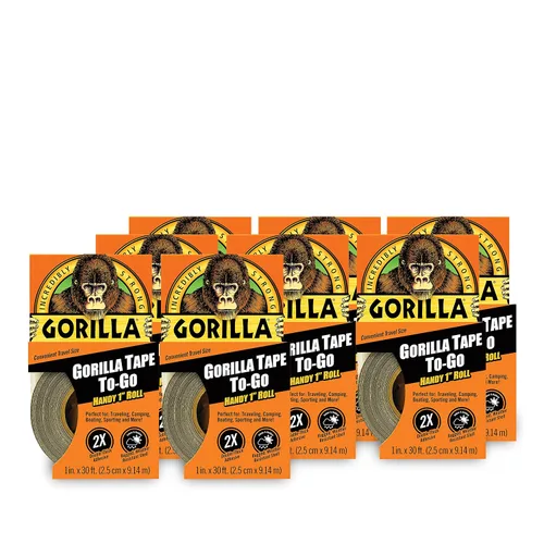 Vista 15 de Cinta Gorilla, Mini Cinta de Ducto para llevar, 1" x 10 yardas tamaño de viaje, negro, (paquete de 2)
