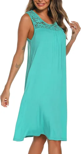 Vista 4 de YOZLY Camisones para mujer, suave, sin mangas, vestido de noche de encaje