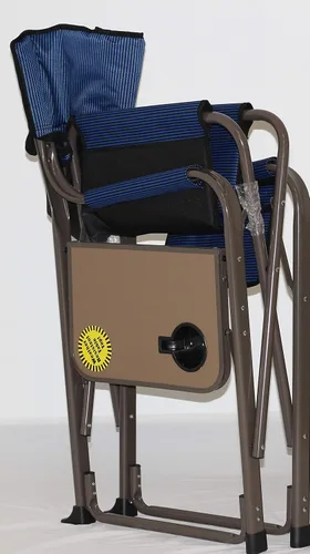 Vista 3 de EEZ RV Products Silla de director plegable de respaldo alto resistente con mesa auxiliar y bolsa de almacenamiento - (azul)