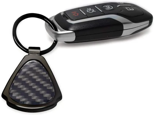 Vista 4 de iPick Image for Ford Mustang Cobra Real Black Carbon Fiber Metal Teardrop Key Chain