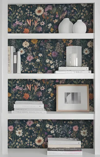 Vista 5 de Safiyya Papel Tapiz Despegar y Pegar Floral Vintage Papel de Contacto 17.3" x 78.7" Papel de Pared Amigable para Inquilinos Autoadhesivo Removible
